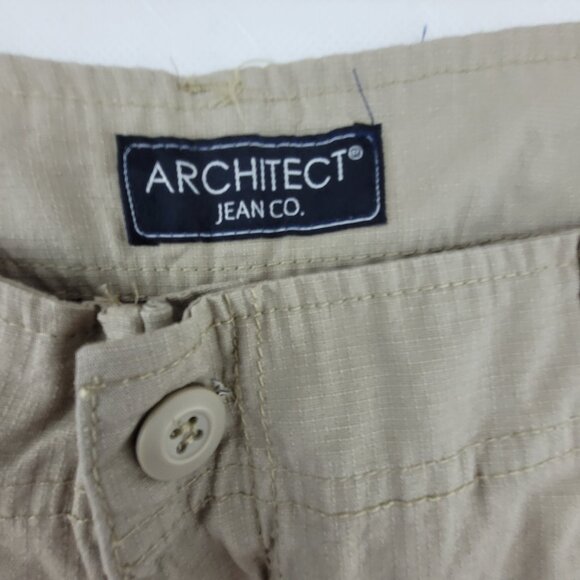 NEW Architect Shorts Mens 38 Tan Khaki Cargo Beige Pockets Long 100% Cotton NWT - Picture 2 of 15